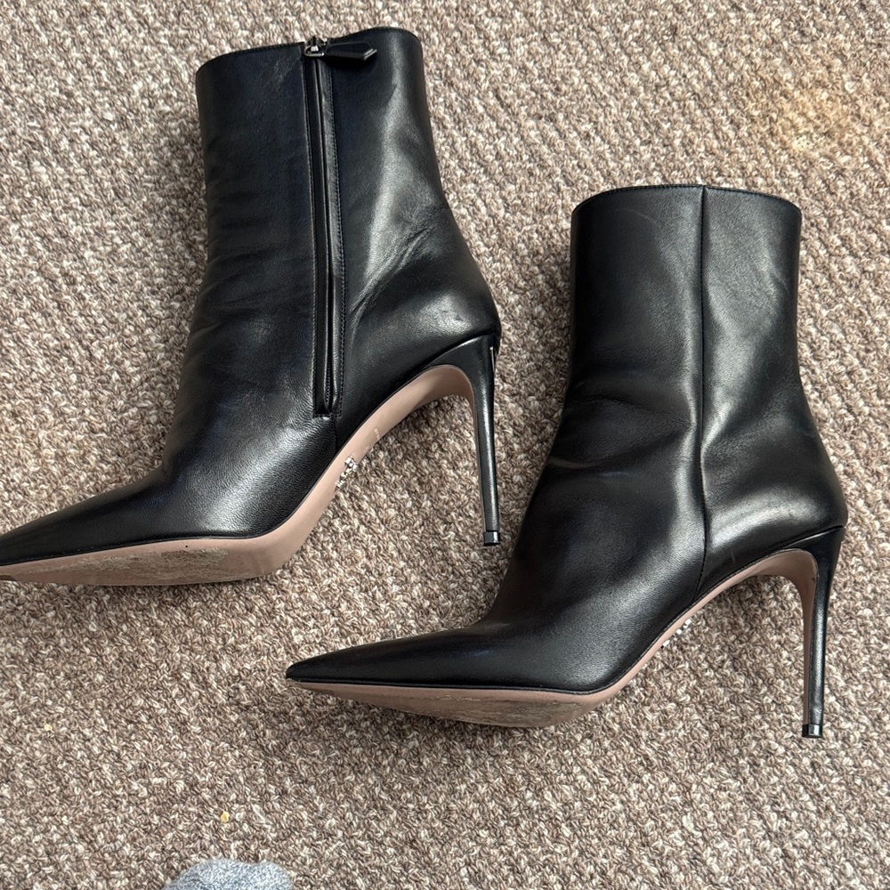Prada Women's Dark Brown Leather Heeled Boots - Picture 3 of 8